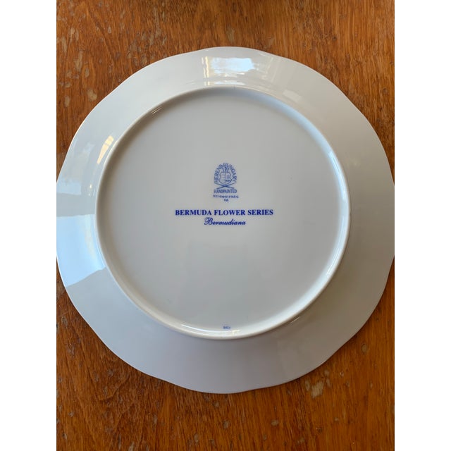 Late 20th Century Herend Flowers of Bermuda Plates Rose , Hibscus, Bougainvilla, Bermudiana Handpainted - Set of Four For Sale In New York - Image 6 of 8