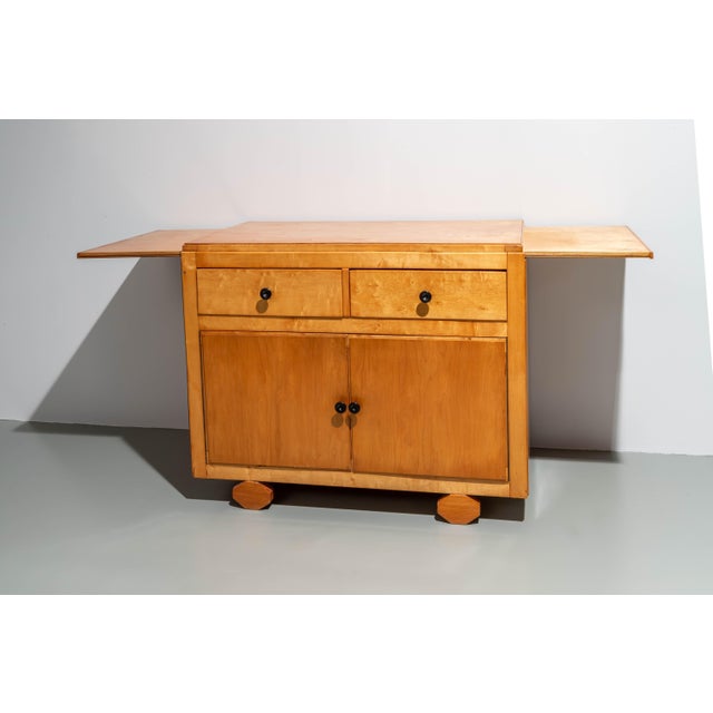 Small French Wood 2-Door Cabinet with Side Leaf Top, 1970s For Sale - Image 6 of 9