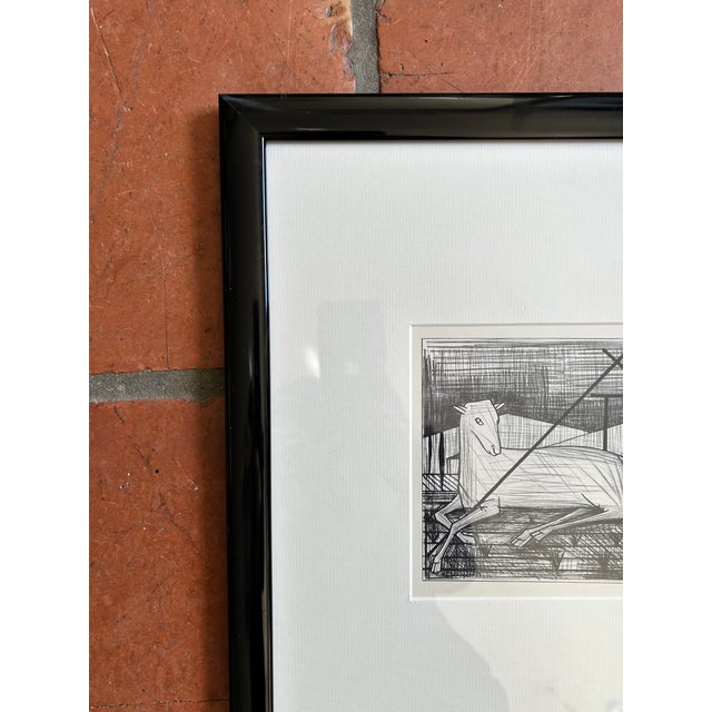 Vintage Framed Black & White Bernard Buffet For Sale - Image 4 of 7
