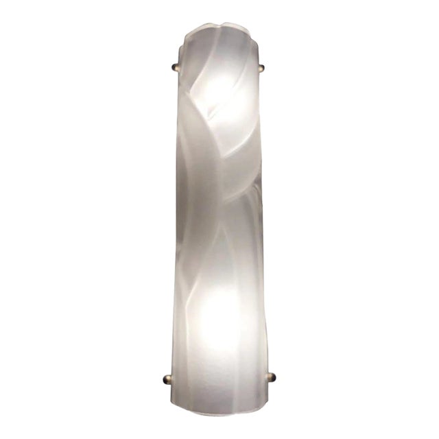21st Century Italian Avvolto Frosted Murano Glass Art Deco Style Sconce by Fabio LTD For Sale