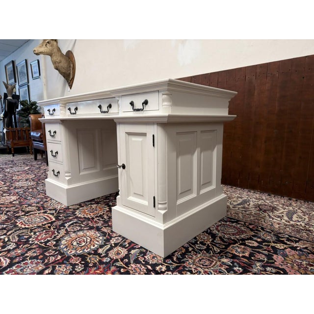 English Chesterfield Desk in White For Sale - Image 6 of 18