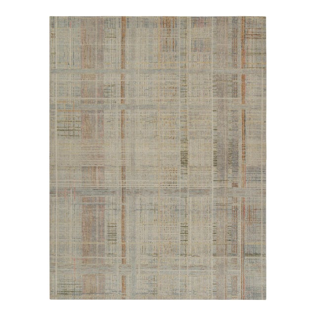 Rug & Kilim’s Distressed Style Abstract Rug in Polychromatic Geometric Pattern For Sale