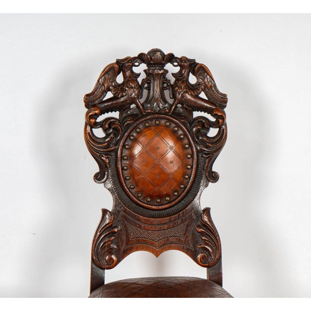 Renaissance Pair of Antique Italian Renaissance Side Chairs For Sale - Image 3 of 8