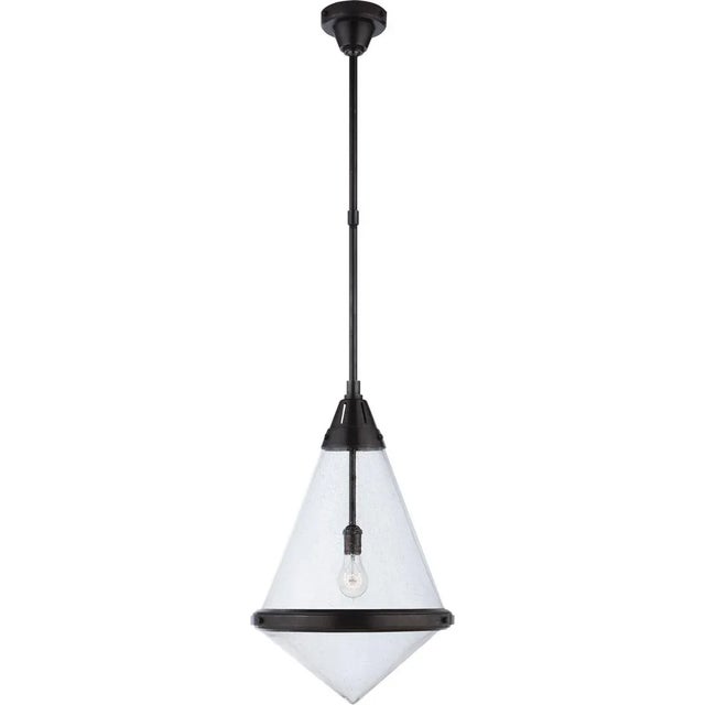 Modern Thomas O'Brien for Visual Comfort Signature Gale Large Pendant in Bronze with Seeded Glass For Sale - Image 3 of 4