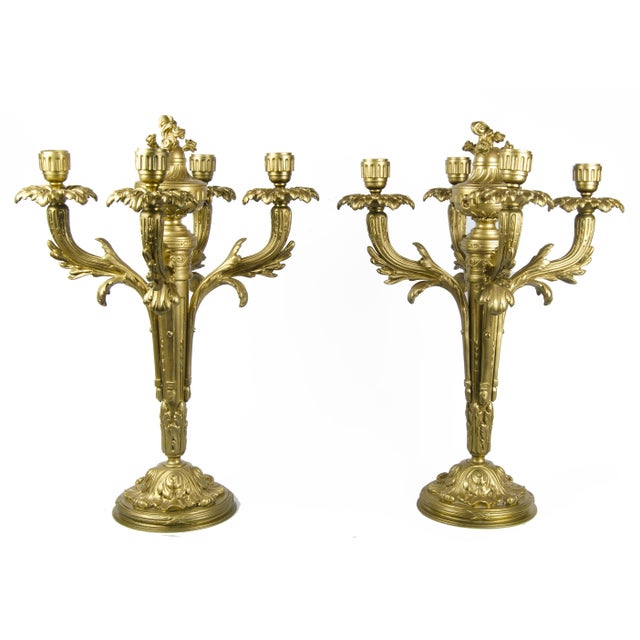Pair of late 19th century Neoclassical gilt bronze/ormolu 4-Arms candelabras, France By: unknown Material: bronze, copper,...