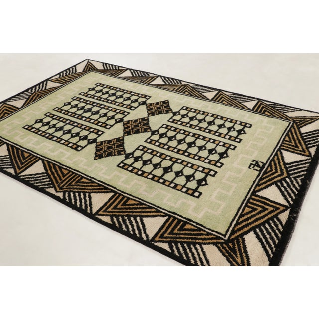 Art Deco Contemporary Art Deco Style Wool Rug in Beige & Black, by Rug & Kilim, India For Sale - Image 3 of 10