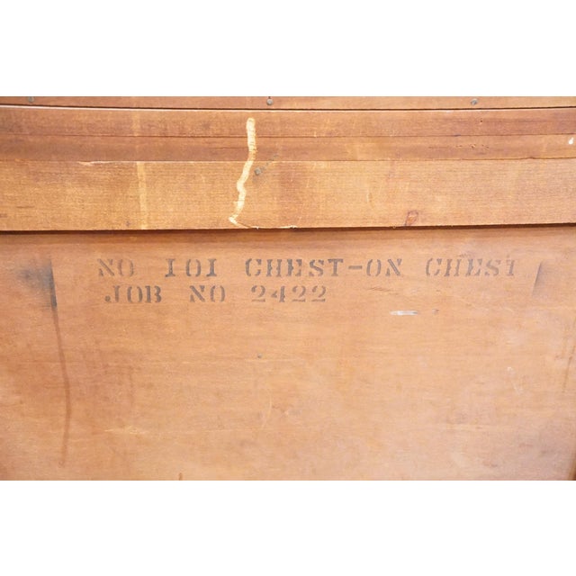 Vintage Antique Solid Mahogany Traditional Duncan Phyfe Style 34" Bow Front Chest on Chest For Sale - Image 11 of 11