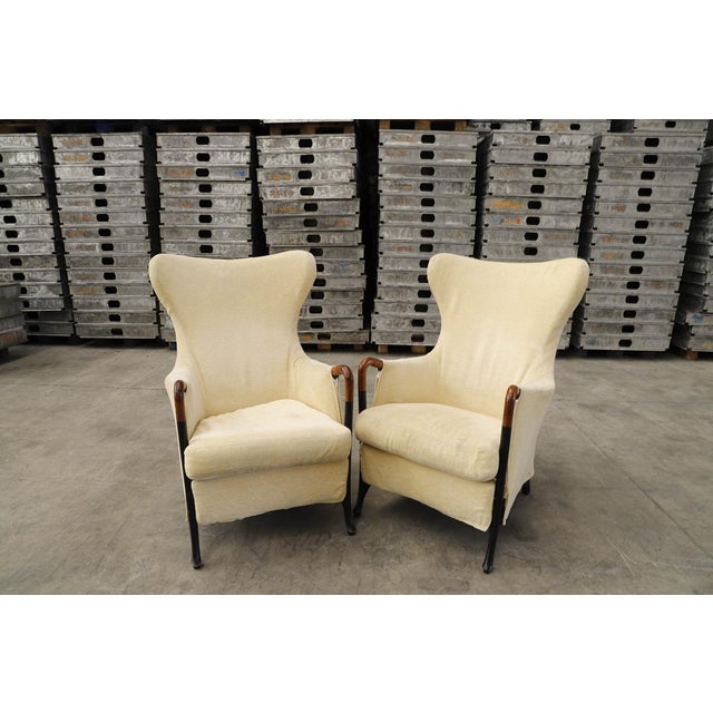 1980s Set of Wing Armchairs by Umberto Asnago for Giorgetti For Sale - Image 5 of 8