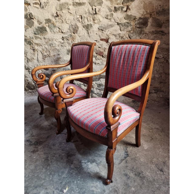 French Walnut Armchairs, 1950s, Set of 2 For Sale - Image 3 of 18