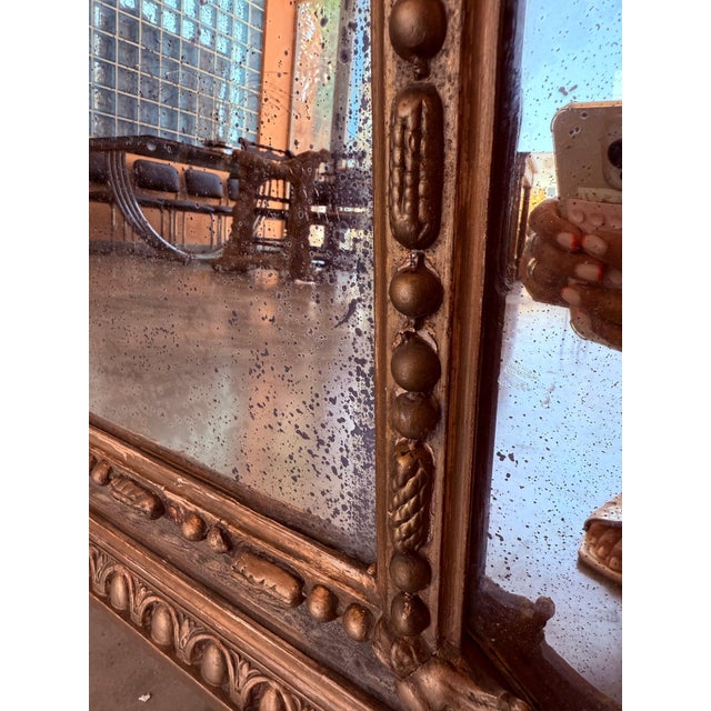 Wood French 19th Century Large Vertical Gold Gilt Mirror with Cherub crest For Sale - Image 7 of 18