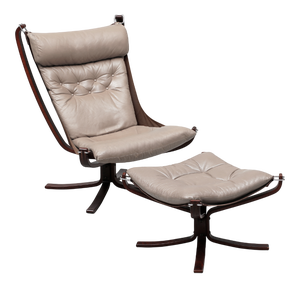 Set of Vintage Falcon Chair with Ottoman by Sigurd Ressell for Vatne Møbler, 1970s