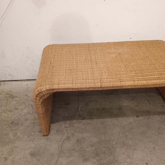 Mid-Century Modern Vintage Natural Wicker Rattan Coffee Table For Sale - Image 3 of 18
