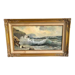 Italian Seascape Oil on Canvas by Guido Odierna 1913-1991
