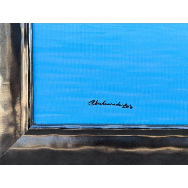 Bruce Herchenrader Contemporary Blue Toned Realistic Forested Lake Landscape Nature Painting, 2010 For Sale - Image 9 of 11