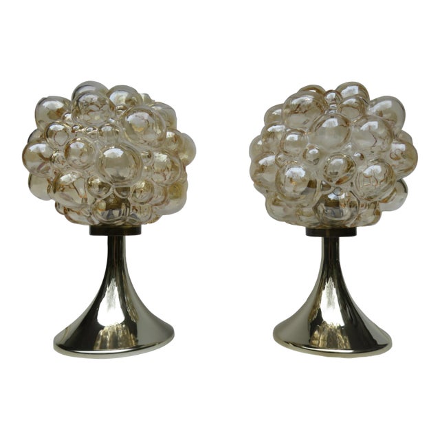 Bubble Glass Table Lamps by Helena Tynell for Limburg, 1960s, Set of 2 For Sale