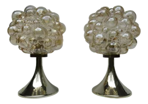 Bubble Glass Table Lamps by Helena Tynell for Limburg, 1960s, Set of 2