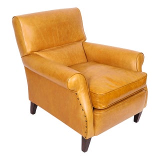 Antique English Art Deco Club Leather Chair, 1930s For Sale