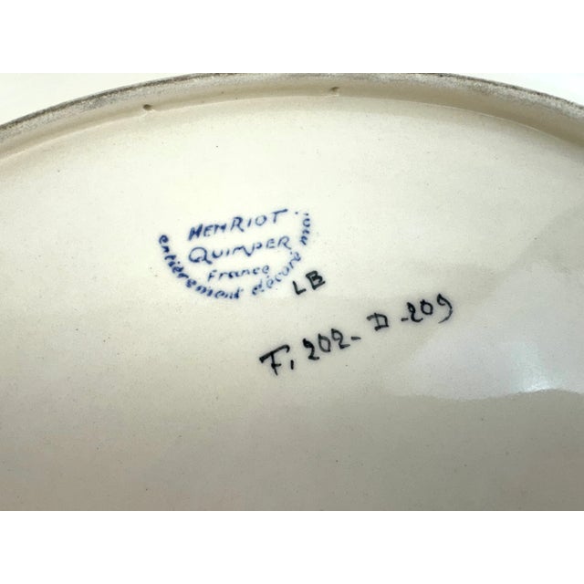 Vintage Henriot Quimper French Faience Soup Tureen and Underplate For Sale - Image 11 of 18