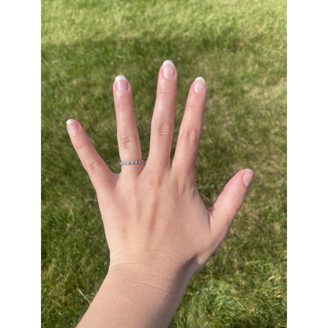 Metal 0.28ctw Sapphire & Diamond Band Ring, 14k White Gold, Ring Size 5.75 For Sale - Image 7 of 7