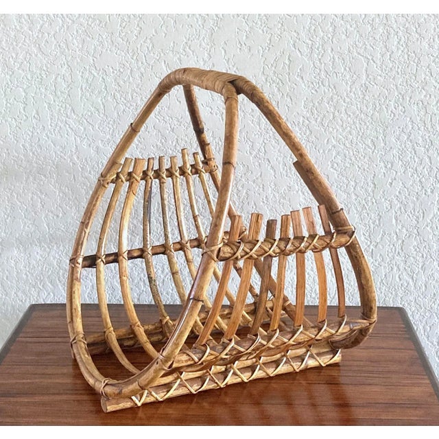 Mid-Century Modern Late 20th-Century Albini-Inspired Tortoise Shell Bamboo Media Holder For Sale - Image 3 of 13