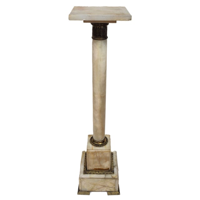 Art Deco Antique French 19th C Rotating Top Bronze & Onyx Column Pedestal For Sale - Image 3 of 14