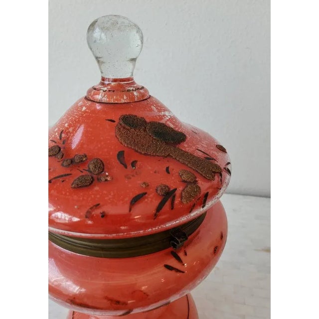 Antique Czech Bohemian Art Glass Coralene Tantalus For Sale - Image 4 of 11