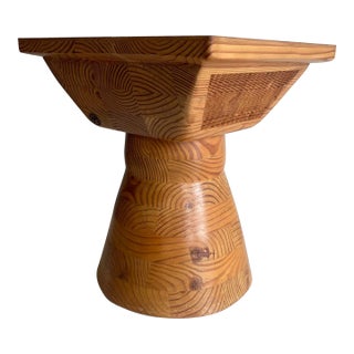 Pedestal Side Table- Artisan Hand Crafted With Inlaid Patterns and Textures For Sale