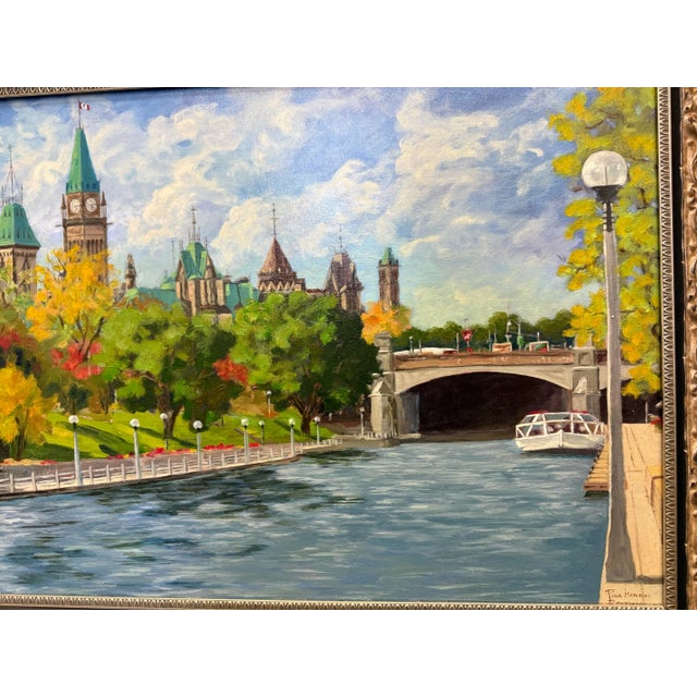 Vintage Large Cityscape Painting of Ottawa by Pina Manoni-Rennick For Sale - Image 9 of 11