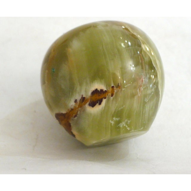 Apple Paperweight in Onyx with Gilded Brass Stem, 1960s For Sale - Image 9 of 11