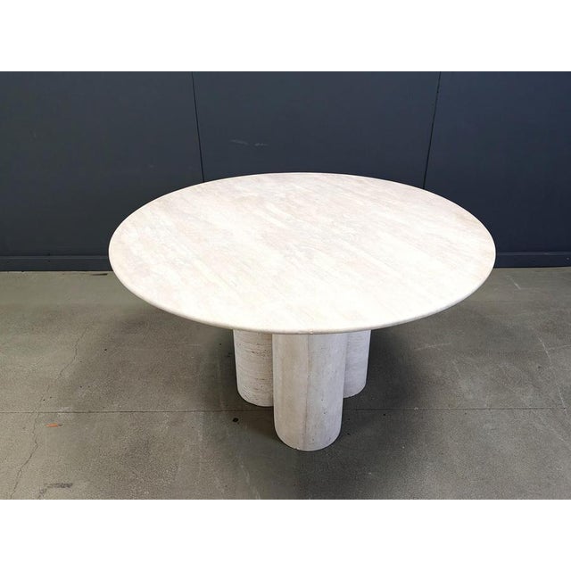 Italian Round Travertine Dining Table, 1970s For Sale - Image 13 of 14