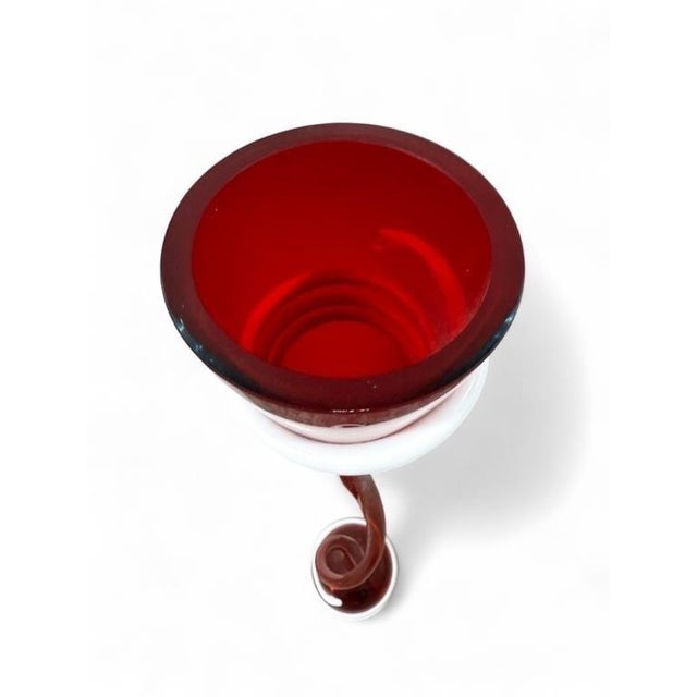 Contemporary Monumental Makora Kronso Poland Twisted Red Art Glass Vase For Sale - Image 4 of 6