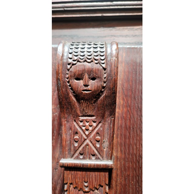 Gothic Antique 1812 Nordic French Baroque Renaissance Oak Armoire Hand Carved Sea Serpents For Sale - Image 3 of 10