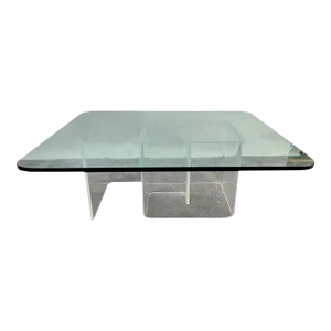 Jeffrey Bigelow Style Mid Century Modern Lucite Base Coffee or Cocktail Table