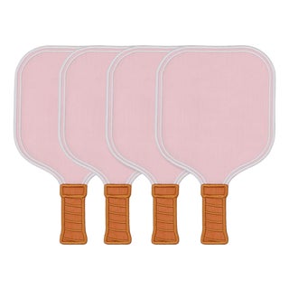Pink Pickleball Paddle Cocktail Napkins, Set of 4 For Sale