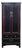 Oriental Black Lacquer Red Trim Narrow Storage Accent Cabinet For Sale