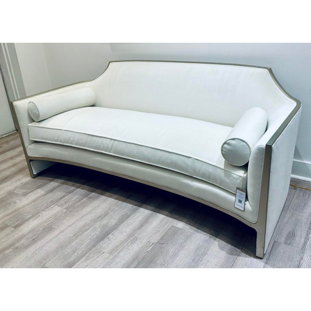 Modern Caracole Modern White Velvet the Cat’s Meow Sofa For Sale - Image 3 of 8