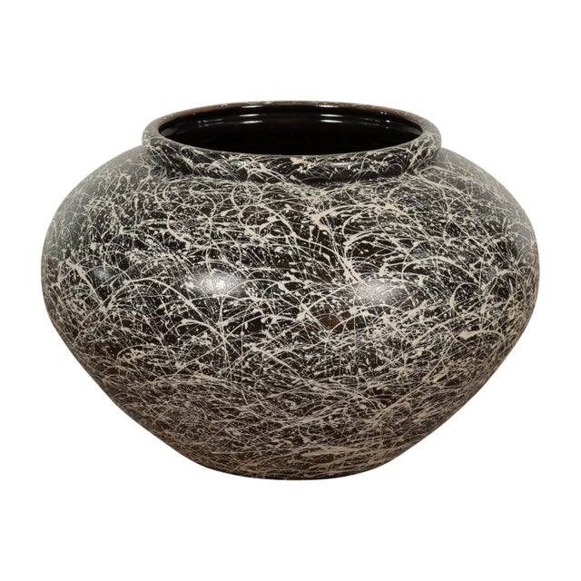 Prem Collection Artisan Made Black and White Planter with Dripping Décor For Sale - Image 4 of 12