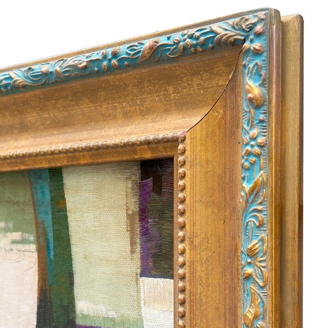 Contemporary Abstract Olive Green Oil Painting in Vintage Gold Frame For Sale In New York - Image 6 of 6