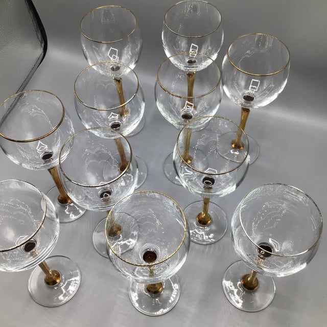 Versailles Gold Stem Wine Glasses With Gold Rim by Colony - Set of 11 For Sale - Image 12 of 13