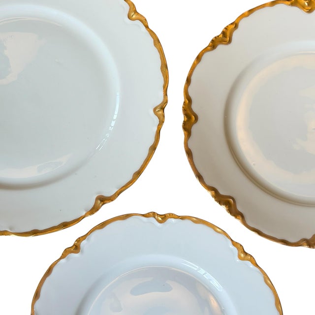 Antique Haviland Limoges European White & Gold Porcelain Dinnerware Set – Habsburg Austria & Racine Bavaria – - 43 pcs For Sale - Image 9 of 17