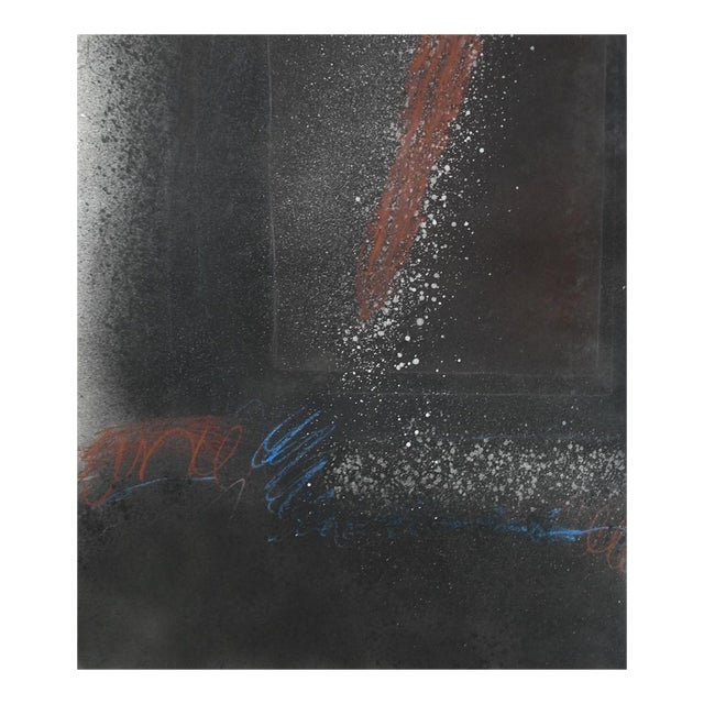 Vintage 1970s Dark Abstract Painting For Sale