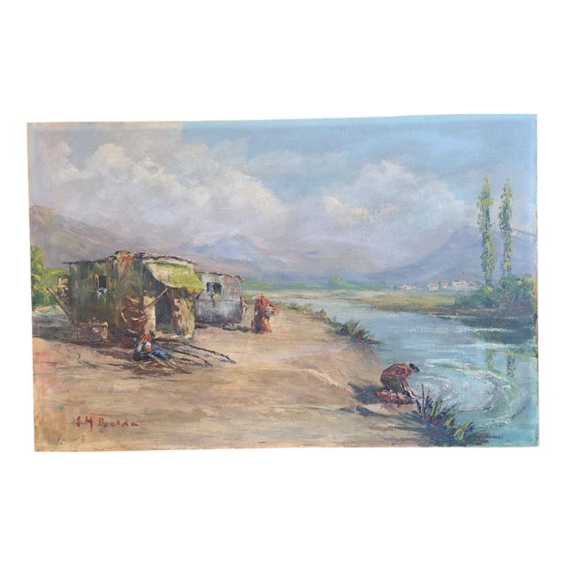 Seaview Landscape, Martigues, Fishermen, 20th Century, Painting For Sale