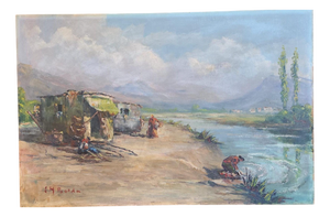 Seaview Landscape, Martigues, Fishermen, 20th Century, Painting