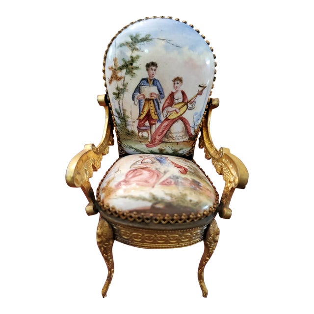 Antique Enamel Miniature Chair Austrian For Sale