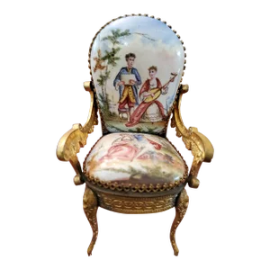Antique Enamel Miniature Chair Austrian