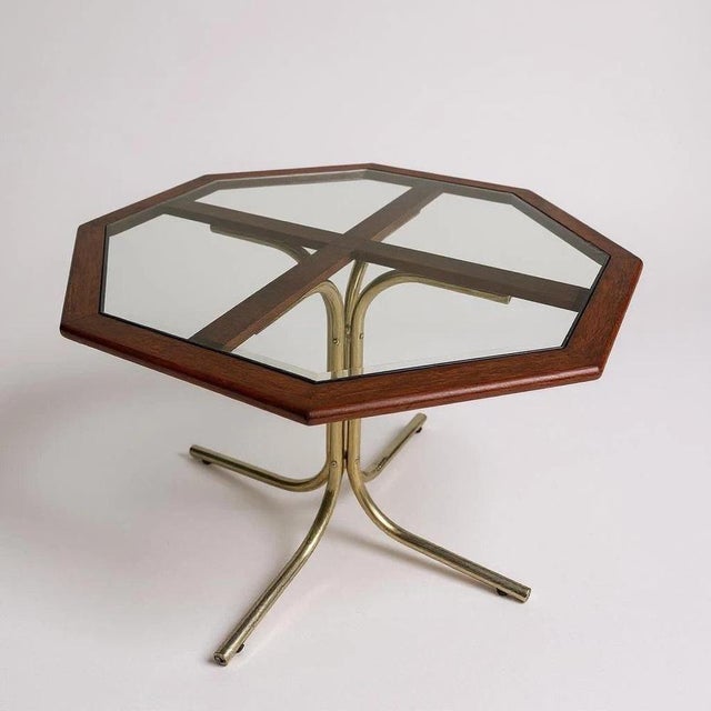 Metal Mid-Century Modern Italian Dining Table in Smoked Glass and Teak For Sale - Image 7 of 7