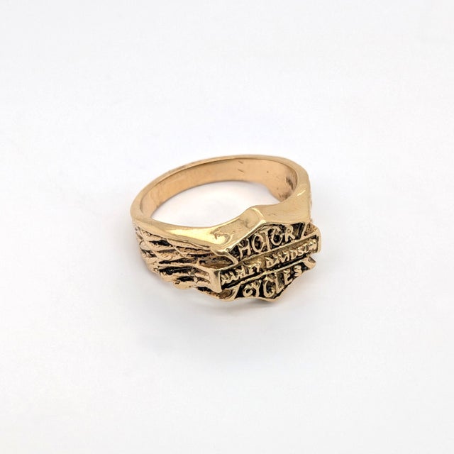 Metal 14k Yellow Gold Harley Davidson Mens Ring - Size 11.75 For Sale - Image 7 of 9