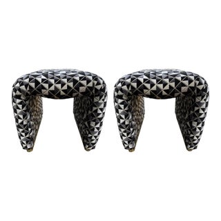 1980s Pair Karl Springer Inspired Waterfall Ottomans For Sale