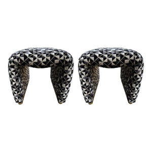 1980s Pair Karl Springer Inspired Waterfall Ottomans