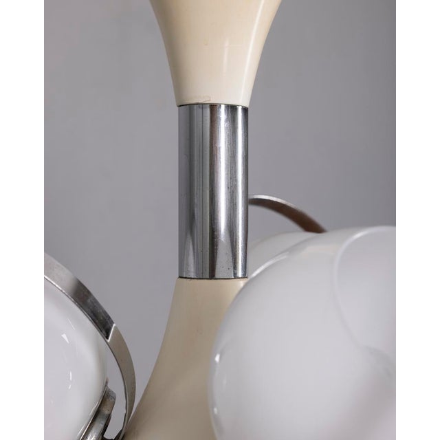 White Vintage Space Age Italian Chandelier with Glass Lights, 1970s For Sale - Image 8 of 9